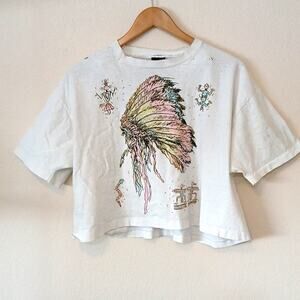 Vintage Diamond Dust native headdress sparkle graphic 1990 crop